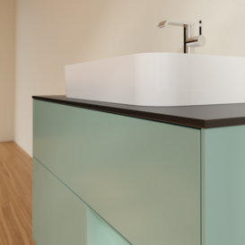 Тумба под раковину Villeroy & Boch Finion 100х50,1 см с подсветкой МДФ оливковый матовый лак/стекло черное матовое F372GMGM