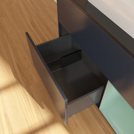 Тумба под раковину Villeroy & Boch Finion 100х50,1 см с подсветкой МДФ темно-синий матовый лак/стекло черное матовое F372GMHG