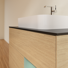 Тумба під раковину Villeroy & Boch Finion 100х50,1 см із підсвічуванням МДФ шпон дуба/скло чорне матове F372GMPC