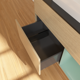 Тумба під раковину Villeroy & Boch Finion 100х50,1 см із підсвічуванням МДФ шпон дуба/скло чорне матове F372GMPC