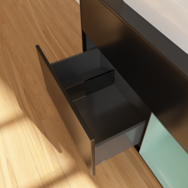 Тумба под раковину Villeroy & Boch Finion 100х50,1 см с подсветкой МДФ черный матовый лак/стекло черное матовое F372GMPD