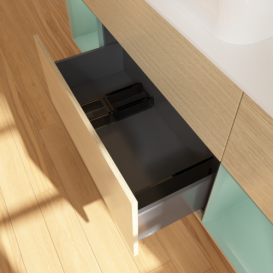 Тумба под раковину Villeroy & Boch Finion 160х50,1 см с подсветкой МДФ шпон дуба/стекло белое матовое F741GMPC