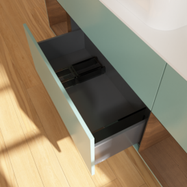 Тумба під раковину Villeroy & Boch Finion 160х50,1 см із підсвічуванням МДФ оливковий матовий лак/скло біле матове F741GNGM