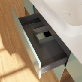 Тумба під раковину Villeroy & Boch Finion 160х50,1 см із підсвічуванням МДФ оливковий матовий лак/скло біле матове F741GNGM