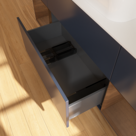 Тумба під раковину Villeroy & Boch Finion 160х50,1 см із підсвічуванням МДФ темно-синій матовий лак/скло біле матове F741GNHG