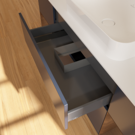 Тумба під раковину Villeroy & Boch Finion 160х50,1 см із підсвічуванням МДФ темно-синій матовий лак/скло біле матове F741GNHG