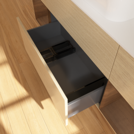 Тумба под раковину Villeroy & Boch Finion 160х50,1 см с подсветкой МДФ шпон дуба/стекло белое матовое F741GNPC