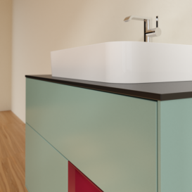 Тумба под раковину Villeroy & Boch Finion 100х50,1 см с подсветкой МДФ оливковый матовый лак/стекло черное матовое F372HBGM