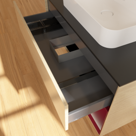 Тумба под раковину Villeroy & Boch Finion 100х50,1 см с подсветкой МДФ шпон дуба/стекло черное матовое F372HBPC