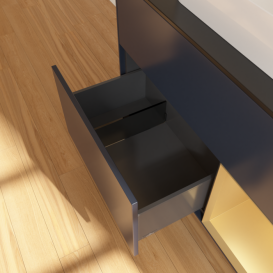 Тумба під раковину Villeroy & Boch Finion 100х50,1 см із підсвічуванням МДФ темно-синій матовий лак/скло чорне матове F372HFHG