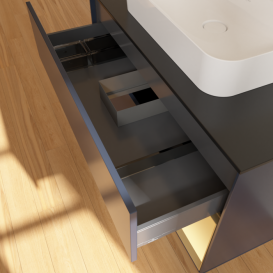 Тумба під раковину Villeroy & Boch Finion 100х50,1 см із підсвічуванням МДФ темно-синій матовий лак/скло чорне матове F372HFHG