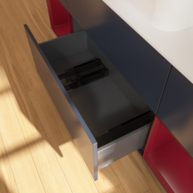 Тумба под раковину Villeroy & Boch Finion 160х50,1 см с подсветкой МДФ темно-синий матовый лак/стекло белое матовое F741HBHG