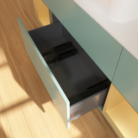 Тумба под раковину Villeroy & Boch Finion 160х50,1 см с подсветкой МДФ оливковый матовый лак/стекло белое матовое F741HFGM