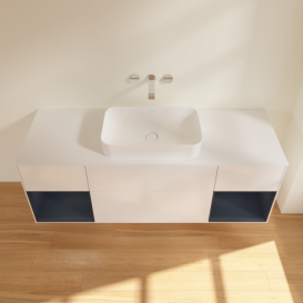 Тумба под раковину Villeroy & Boch Finion 160х50,1 см с подсветкой МДФ глянцевый белый лак/стекло белое матовое F741HGGF