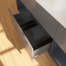 Тумба под раковину Villeroy & Boch Finion 160х50,1 см с подсветкой МДФ антрацит матовый лак/стекло белое матовое F741HGGK