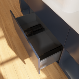 Тумба под раковину Villeroy & Boch Finion 160х50,1 см с подсветкой МДФ темно-синий матовый лак/стекло белое матовое F741HGHG