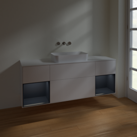 Тумба под раковину Villeroy & Boch Finion 160х50,1 см с подсветкой МДФ белый матовый лак/стекло белое матовое F741HGMT