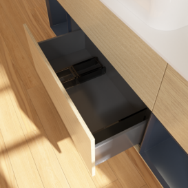 Тумба под раковину Villeroy & Boch Finion 160х50,1 см с подсветкой МДФ шпон дуба/стекло белое матовое F741HGPC