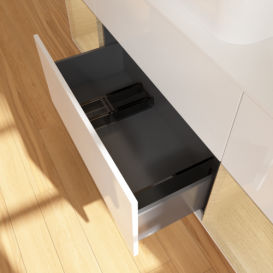 Тумба под раковину Villeroy & Boch Finion 160х50,1 см с подсветкой МДФ глянцевый белый лак/стекло белое матовое F741PCGF