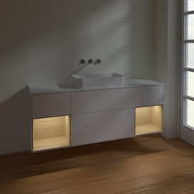 Тумба под раковину Villeroy & Boch Finion 160х50,1 см с подсветкой МДФ белый матовый лак/стекло белое матовое F741PCMT