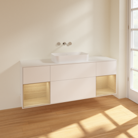 Тумба под раковину Villeroy & Boch Finion 160х50,1 см с подсветкой МДФ белый матовый лак/стекло белое матовое F741PCMT