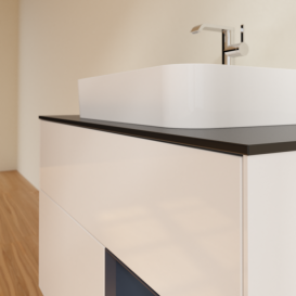 Тумба под раковину Villeroy & Boch Finion 100х50,1 см с подсветкой МДФ глянцевый белый лак/стекло черное матовое F372HGGF