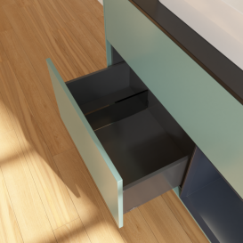 Тумба под раковину Villeroy & Boch Finion 100х50,1 см с подсветкой МДФ оливковый матовый лак/стекло черное матовое F372HGGM