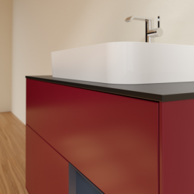 Тумба под раковину Villeroy & Boch Finion 100х50,1 см с подсветкой МДФ пион матовый лак/стекло черное матовое F372HGHB