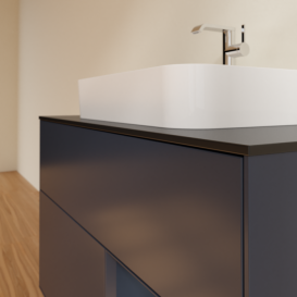 Тумба под раковину Villeroy & Boch Finion 100х50,1 см с подсветкой МДФ темно-синий матовый лак/стекло черное матовое F372HGHG