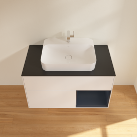 Тумба под раковину Villeroy & Boch Finion 100х50,1 см с подсветкой МДФ белый матовый лак/стекло черное матовое F372HGMT