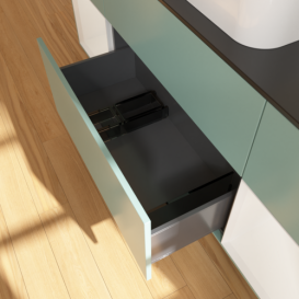 Тумба под раковину Villeroy & Boch Finion 160х50,1 см с подсветкой МДФ оливковый матовый лак/стекло черное матовое F742GFGM