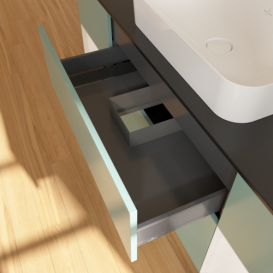 Тумба под раковину Villeroy & Boch Finion 160х50,1 см с подсветкой МДФ оливковый матовый лак/стекло черное матовое F742GFGM