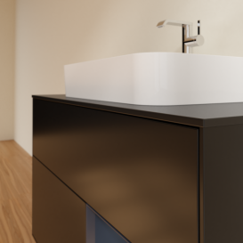 Тумба под раковину Villeroy & Boch Finion 100х50,1 см с подсветкой МДФ черный матовый лак/стекло черное матовое F372HGPD