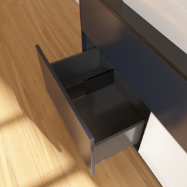 Тумба под раковину Villeroy & Boch Finion 100х50,1 см с подсветкой МДФ темно-синий матовый лак/стекло черное матовое F372MTHG