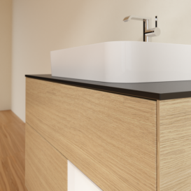Тумба под раковину Villeroy & Boch Finion 100х50,1 см с подсветкой МДФ шпон дуба/стекло черное матовое F372MTPC