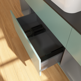 Тумба под раковину Villeroy & Boch Finion 160х50,1 см с подсветкой МДФ оливковый матовый лак/стекло черное матовое F742GKGM