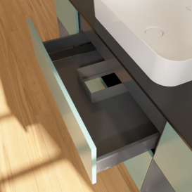 Тумба под раковину Villeroy & Boch Finion 160х50,1 см с подсветкой МДФ оливковый матовый лак/стекло черное матовое F742GKGM