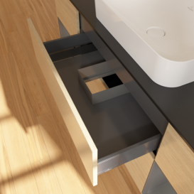 Тумба под раковину Villeroy & Boch Finion 160х50,1 см с подсветкой МДФ шпон дуба/стекло черное матовое F742GKPC