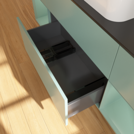 Тумба под раковину Villeroy & Boch Finion 160х50,1 см с подсветкой МДФ оливковый матовый лак/стекло черное матовое F742GMGM