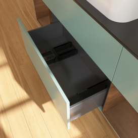 Тумба под раковину Villeroy & Boch Finion 160х50,1 см с подсветкой МДФ оливковый матовый лак/стекло черное матовое F742GNGM