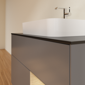 Тумба под раковину Villeroy & Boch Finion 100х50,1 см с подсветкой МДФ антрацит матовый лак/стекло черное матовое F372PCGK