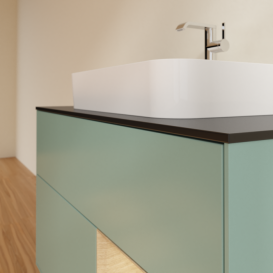 Тумба под раковину Villeroy & Boch Finion 100х50,1 см с подсветкой МДФ оливковый матовый лак/стекло черное матовое F372PCGM