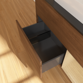 Тумба под раковину Villeroy & Boch Finion 100х50,1 см с подсветкой МДФ шпон грецкого ореха/стекло черное матовое F372PCGN