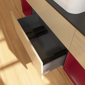 Тумба под раковину Villeroy & Boch Finion 160х50,1 см с подсветкой МДФ шпон дуба/стекло черное матовое F742HBPC