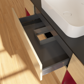 Тумба под раковину Villeroy & Boch Finion 160х50,1 см с подсветкой МДФ шпон дуба/стекло черное матовое F742HBPC