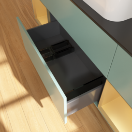 Тумба под раковину Villeroy & Boch Finion 160х50,1 см с подсветкой МДФ оливковый матовый лак/стекло черное матовое F742HFGM