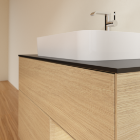 Тумба под раковину Villeroy & Boch Finion 100х50,1 см с подсветкой МДФ шпон дуба/стекло черное матовое F372PCPC