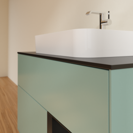Тумба под раковину Villeroy & Boch Finion 100х50,1 см с подсветкой МДФ оливковый матовый лак/стекло черное матовое F372PDGM