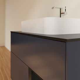 Тумба под раковину Villeroy & Boch Finion 100х50,1 см с подсветкой МДФ темно-синий матовый лак/стекло черное матовое F372PDHG
