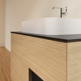Тумба под раковину Villeroy & Boch Finion 100х50,1 см с подсветкой МДФ шпон дуба/стекло черное матовое F372PDPC